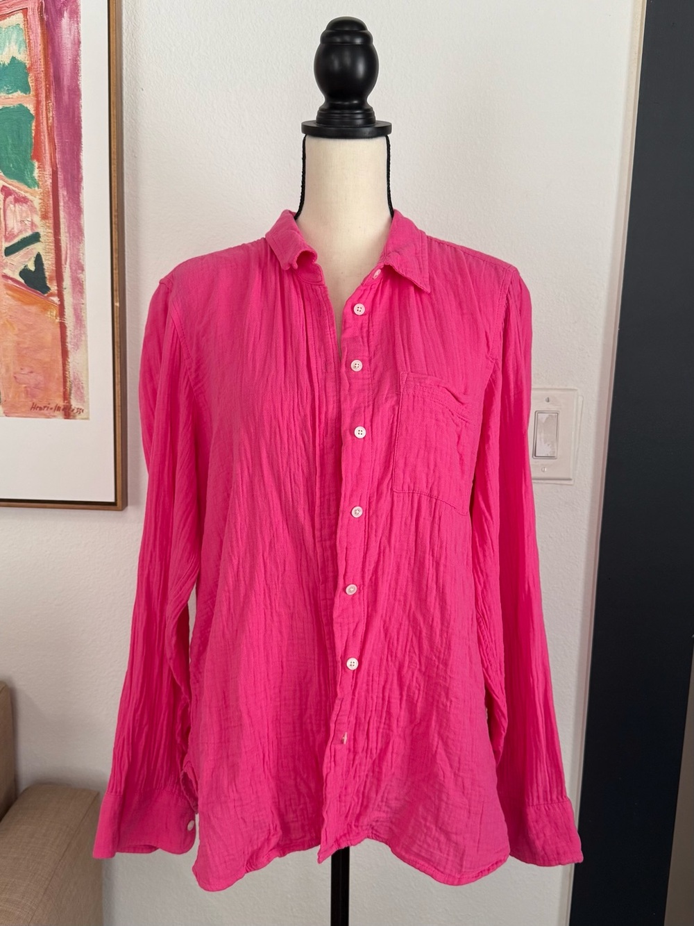 J.Crew Pink Button Down Shirt Womens Large Cotton Long Sleeve Preppy